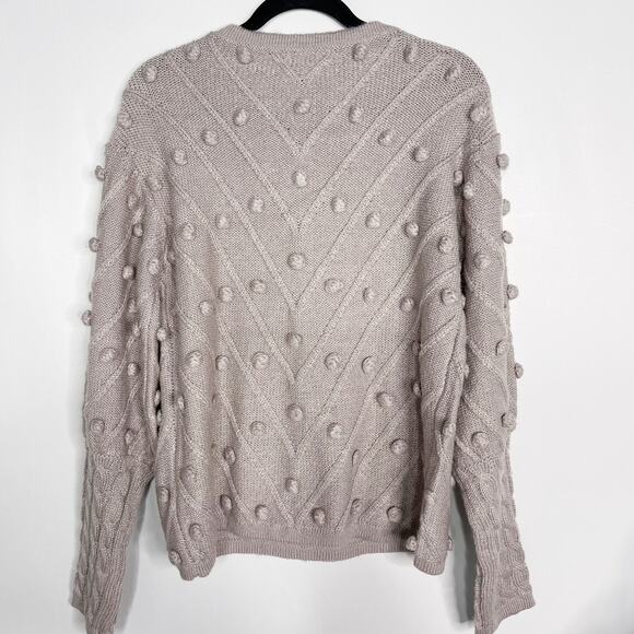 New Entro Large L Light Lavender Purple Pom Pom Crew Neck Textured Sweater - Picture 2 of 11